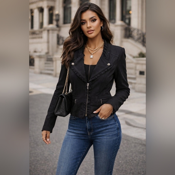 White House Black Market Jackets & Blazers - White House Black Market Black Ruffle Blazer